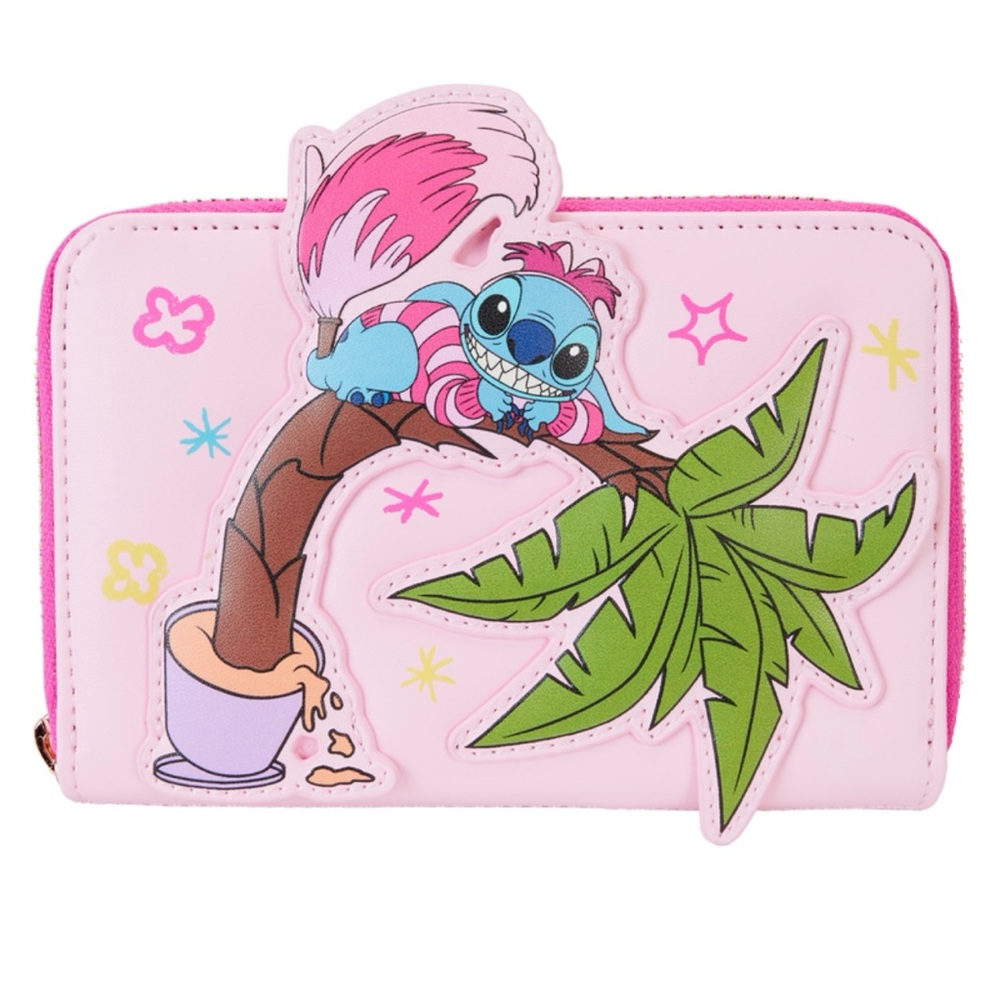 Loungefly Pink Stitch & Angel Creature Palm Tree Zip Wallet